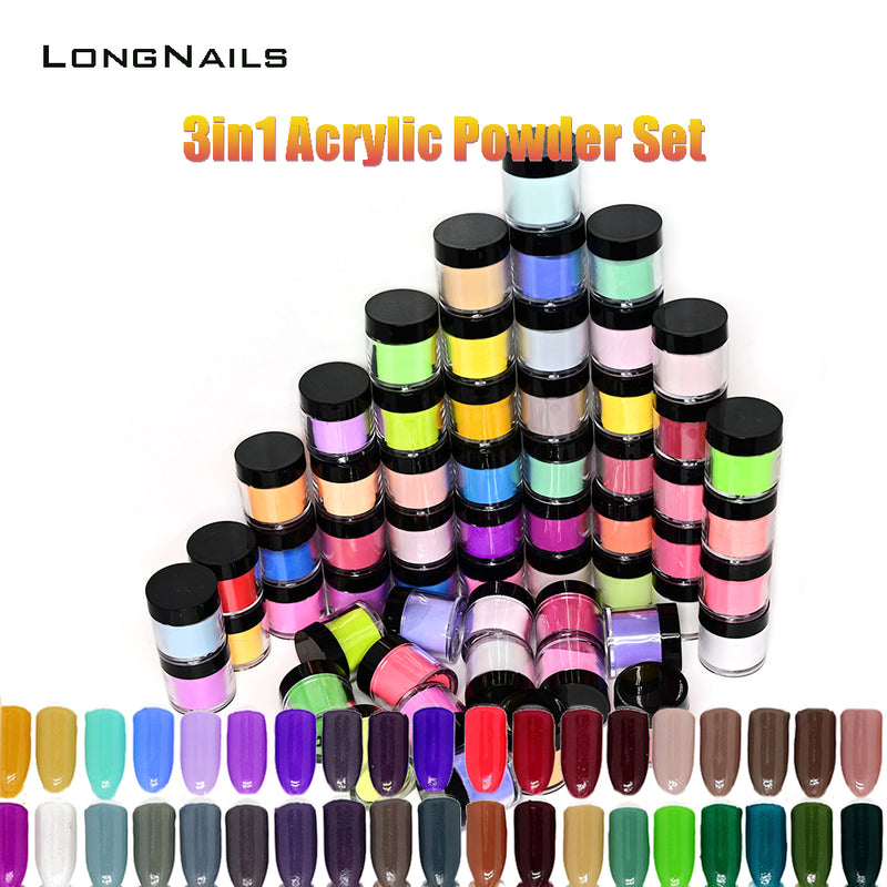 FA090 3in1 Nail Art Collection Acrylic Powder Kit 10-90Jars Sculpture Polymer Dipping Powder Random 90color Nail Acrylic Design FA90-s