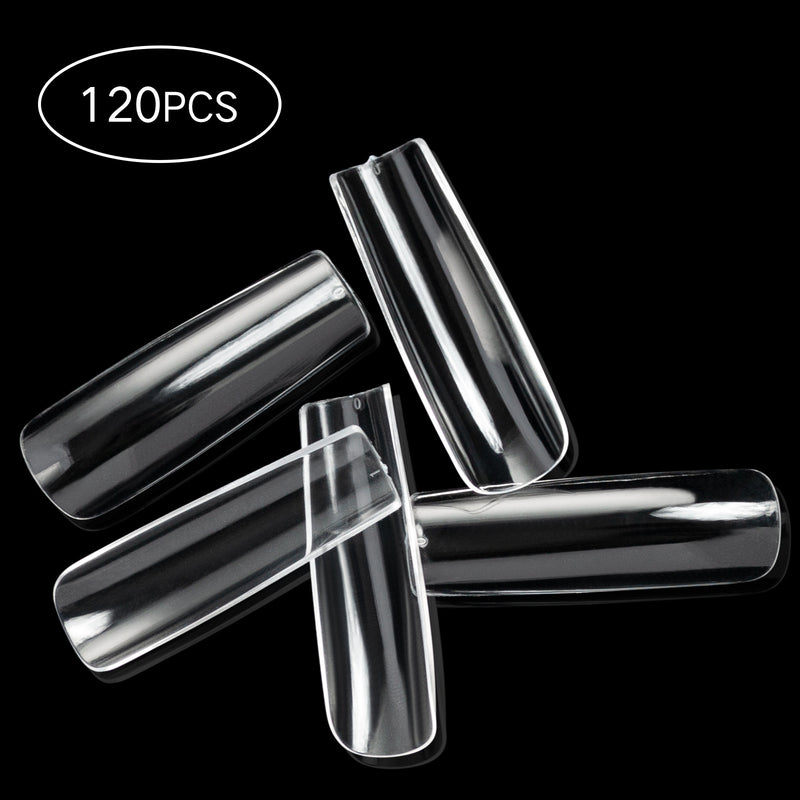 TD92 120pcs/box LongNails Full Cover Tube False Nails Clear White Seamless ABS Fingertips Faux Ongles OPP Press on Nails FAKE ZBE4823