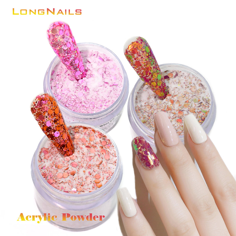 FOZ180 1oz/Bottle Korean Big Sequins Acrylictips Build Powder Professional Chunky Glitter Acrylic Powder Chameleon Flashing Acrylics 11