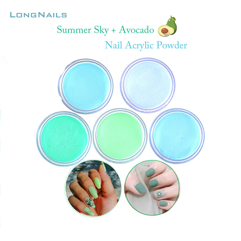 FOZ090  1fl.oz Summer Green+Blue Acrylic Nail 30g/Bottl Strawberry Pink,Nude,Brown EMA Dipping Carve 2in1 Nail Acrylic Powder 2021:Color