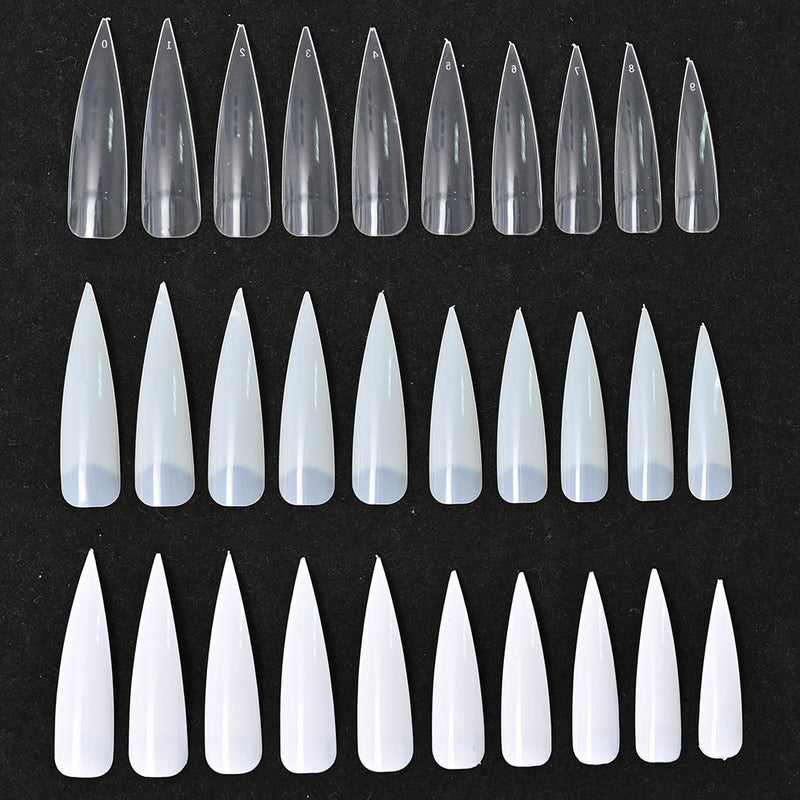 TD03 100pcs Nature Finger Extension Tips Stiletto Clear ABS False Nailtips White,Clear,Natural Half Cover Manicure Press Tips 2654cd