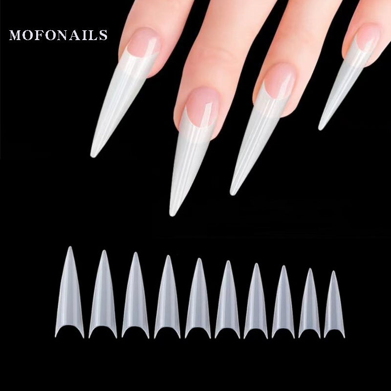 TD55 France Extra Long Nail Tips 500pcs With Korean Packing False Tip Clear Natural Nail Fake False Tips For Salon Build Nail Tips,t