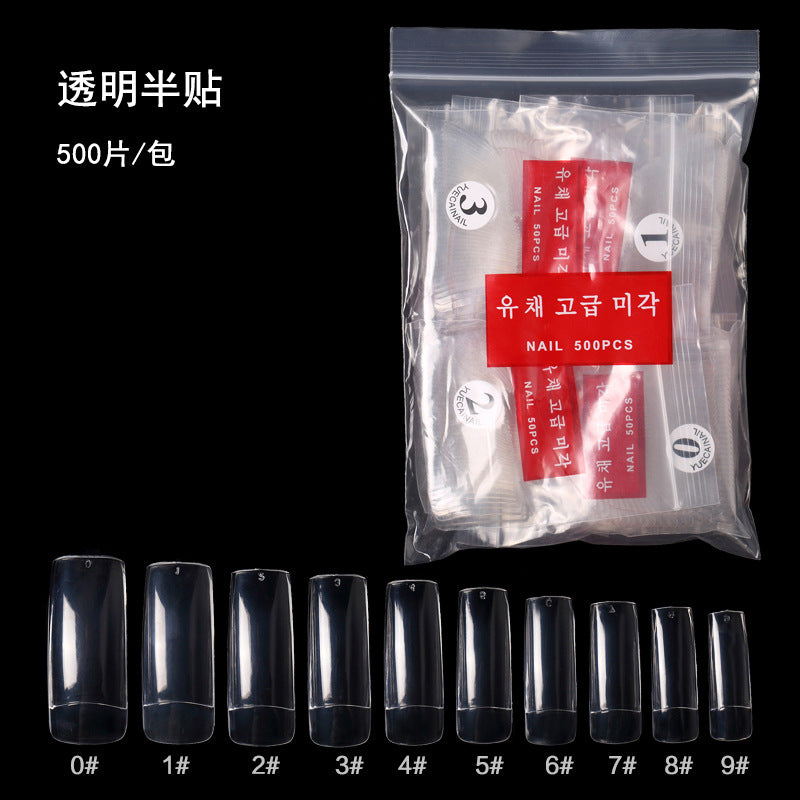 TD44 500pcs/bag With Korean Packaging Half False Nail Tips Natural Clear White French False Tip 10 Size False Tip Extension Nail Tip