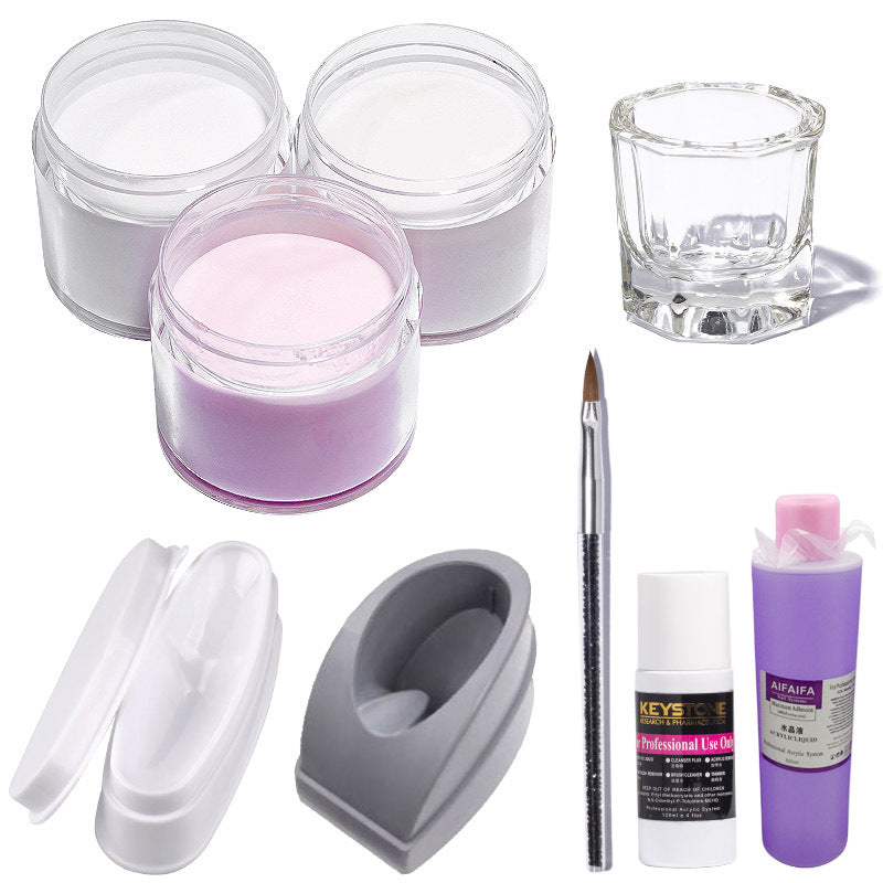 FDB082-S1-1,FDB082-S1-2,FDB082-S1-3 GY015 120/75ML Manicure Acrylic EMA System Powder + Monomer Extension Stick DIY Carving Clear/White/Pink Liquid Nail Acrylic 6.5*7*8cm