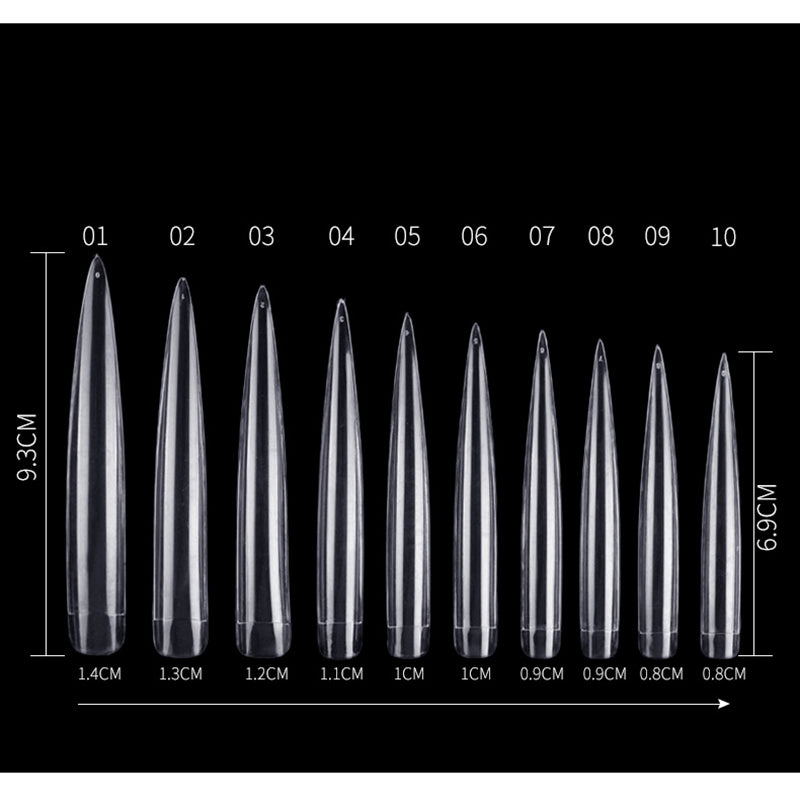 TD80 6.9-9.3CM XXXL Vampire False Tips 12/60/120 Stiletto Fake Nails For Salon,Show,MV Fingertips Lengthen Half Ghost Nail False 0-11