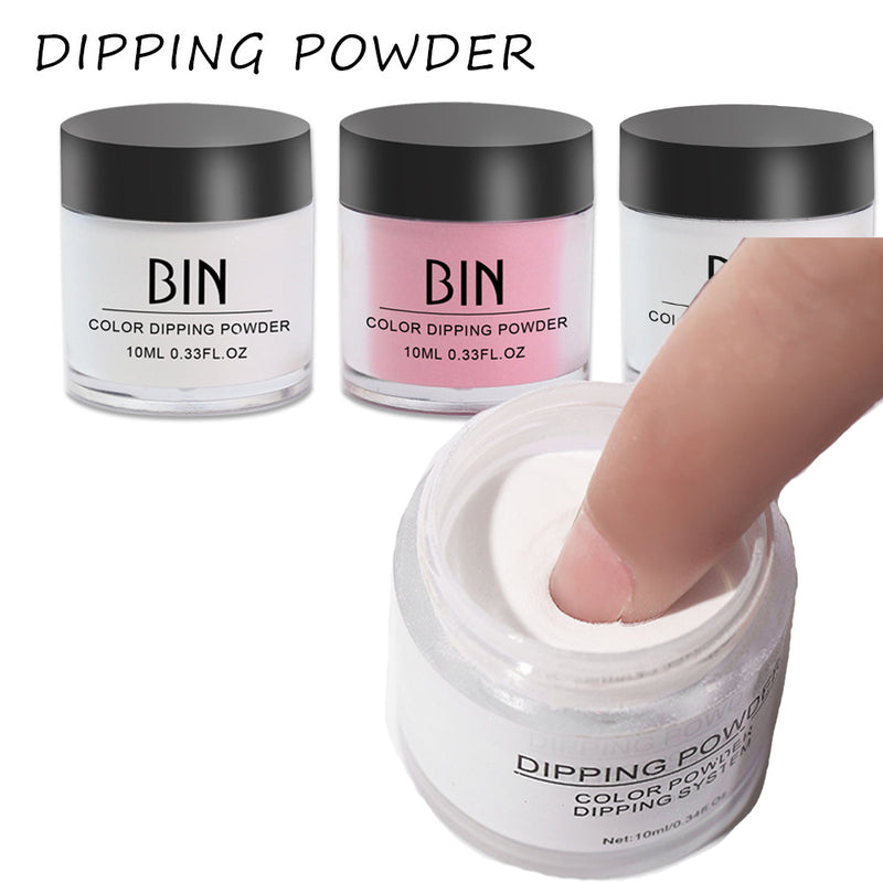 FB101 10g/Bottle 3-Base-Colors Professional Acrylic Dipping Powder Clear/White/Deep Pink Manicure DIY Convenient Nail DIPPOWDER 