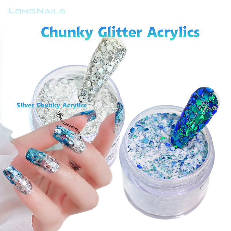 FOZ180 1oz/Bottle Korean Big Sequins Acrylictips Build Powder Professional Chunky Glitter Acrylic Powder Chameleon Flashing Acrylics 11