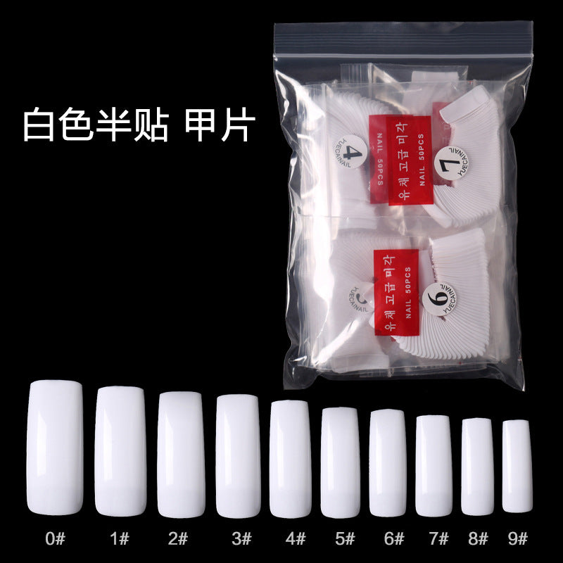 TD44 500pcs/bag With Korean Packaging Half False Nail Tips Natural Clear White French False Tip 10 Size False Tip Extension Nail Tip