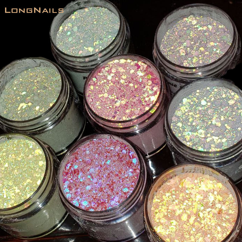 MA146 21pc*1oz/B0 Fluorescent GLITTER Acrylic Powder Set EMA Mix Glitter Rainbow Manicure Polychrome Extend Monomer Nail Arts Acrylic