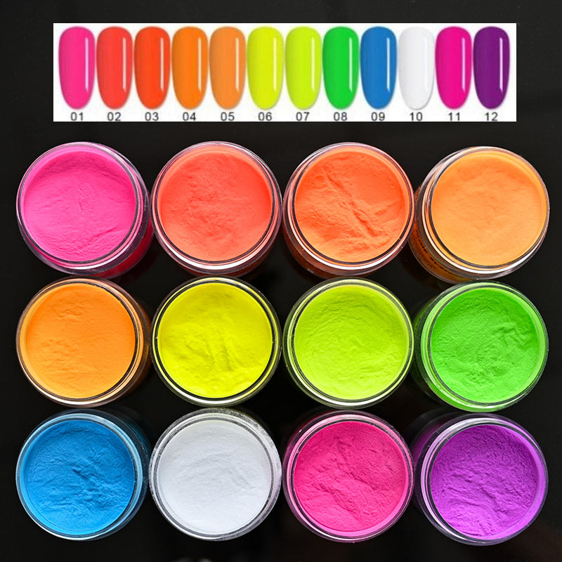 FOZ087 1 oz 28g Rainbow Neon Acrylic Powder Bright Color in Dim Light Dipping Dust Profession Build Nail Extend Sculpture Acrylic 3in 1