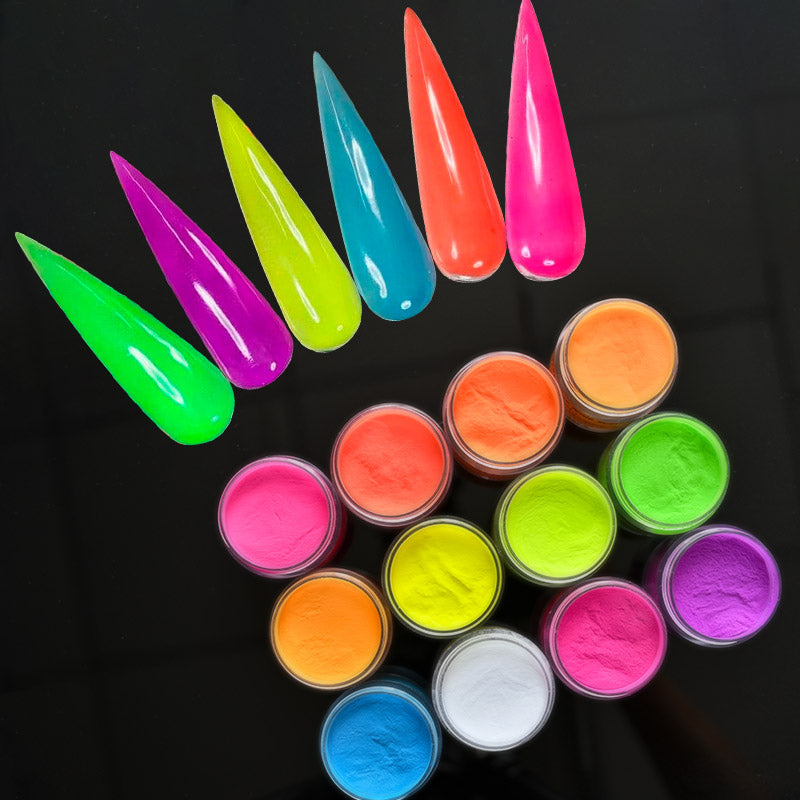 FOZ087 1 oz 28g Rainbow Neon Acrylic Powder Bright Color in Dim Light Dipping Dust Profession Build Nail Extend Sculpture Acrylic 3in 1