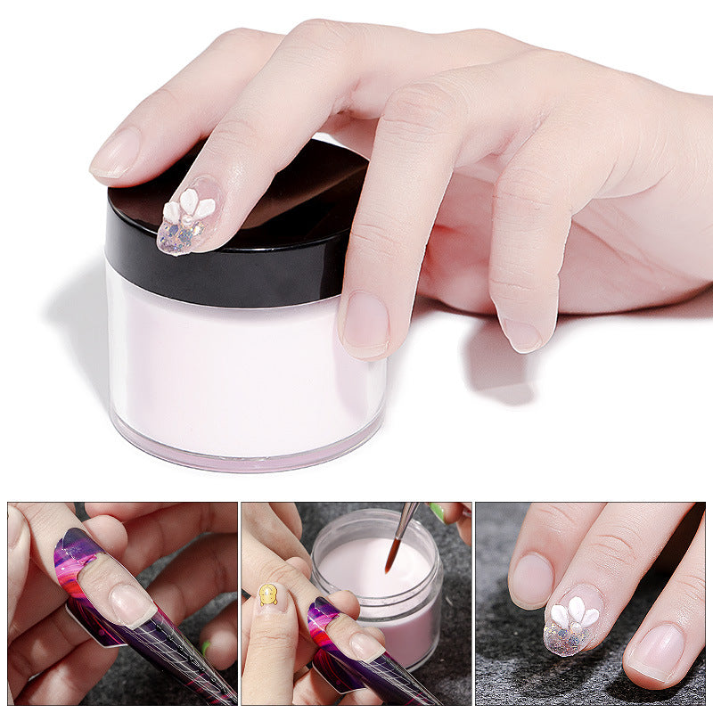 FOZ082-S1-1,FOZ082-S1-2,FOZ082-S1-3, 3pcs/set Nail Art Acrylic Powder Pigment White;Clear;Pink Powder Ultra-thin Dust Nail UV-Lamp Cure Carving Decor Crystals Powder