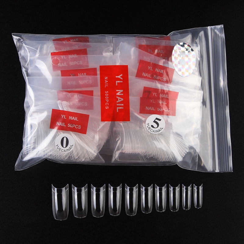 TD51 500pcs/Bag Nail False Tips (Korean Package) 10 Sizes (0-9) French Half Nail Tips False Extension Nail Tips Design Tool False Tip