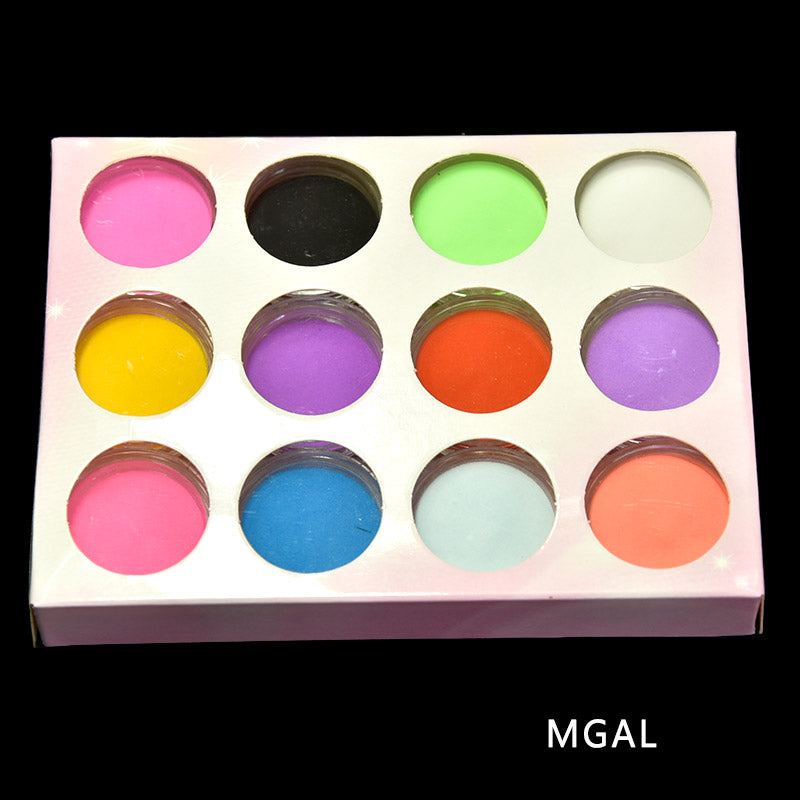 FB099  12Box(2.5ml) Nail Acrylic Pigment Powder 12-Color(Black/Pink..) Acrylic Powder Building Carving Nails Decor Glitter Pigment 6Box