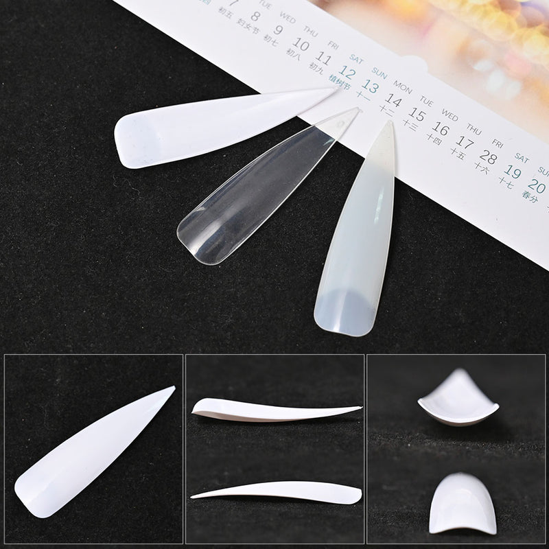 TD03 100pcs Nature Finger Extension Tips Stiletto Clear ABS False Nailtips White,Clear,Natural Half Cover Manicure Press Tips 2654cd