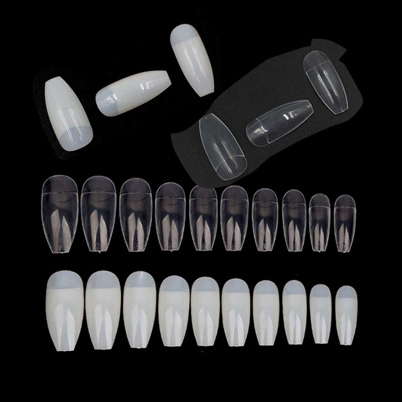 TD90 10*50pcs Ballerina Half Fake Tips Ballet T Clear Nail Extension Fingertips Nature Oval Half False Nails Press on Fake Nails HD89