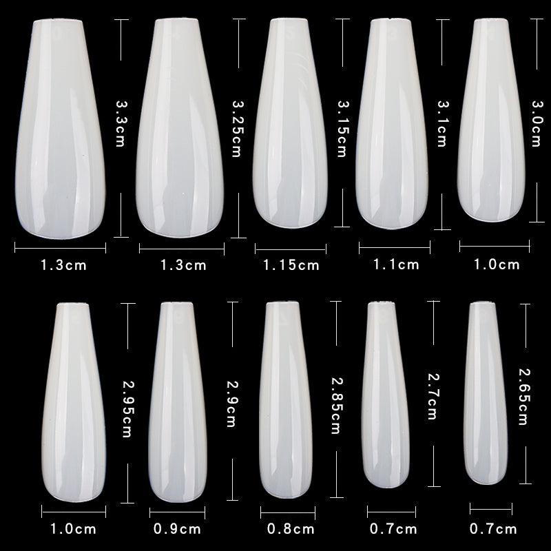 TD04 500pcs Easy LongNails Full Nail Tips Ballerina Waterdrop Cover False Press on Nail Fingertips ABS Extension Art Fake Tips 0-93.0