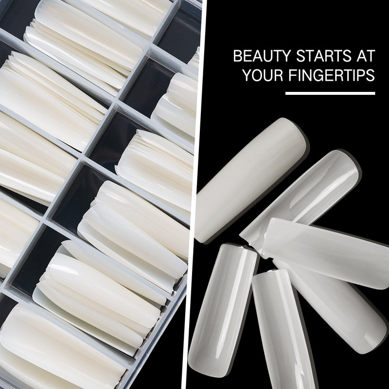 TD92 120pcs/box LongNails Full Cover Tube False Nails Clear White Seamless ABS Fingertips Faux Ongles OPP Press on Nails FAKE ZBE4823