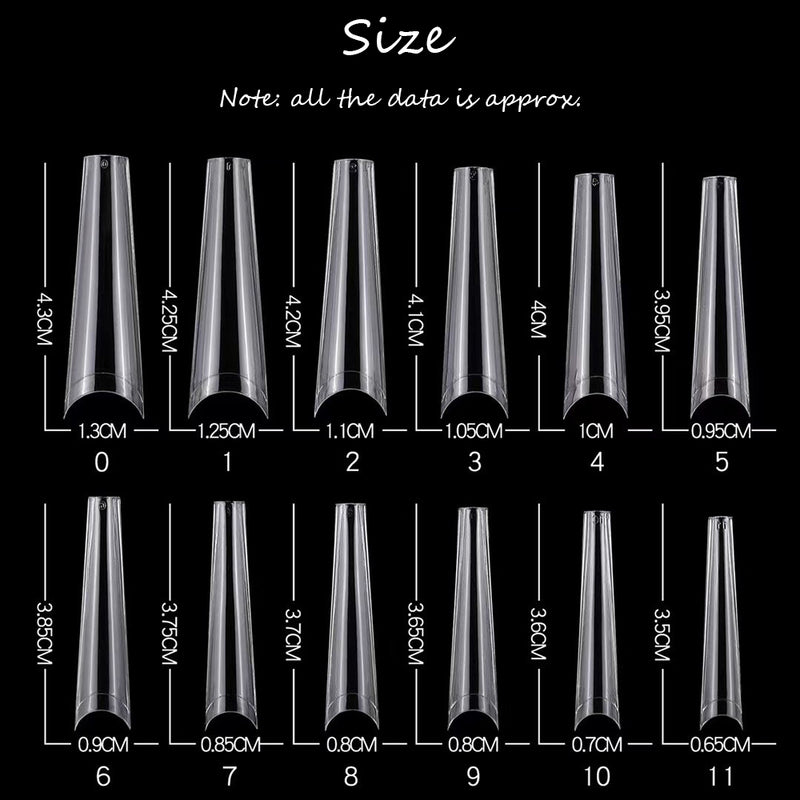 TD86 12size*20pc LongNails T Design False Nails Coffin Ballet Nail Supplies for Professionals Half French Fingertips Faux Ongles Kits