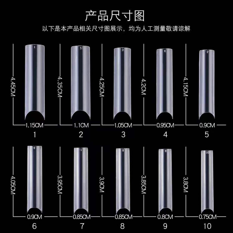 TD83  500pc Stiletto C-Curve False Nails 4.3-5.5cm Coffin ABS Korean Salon Nature/Clear Artificial Ballerina Half Nail Fake Tips TD83