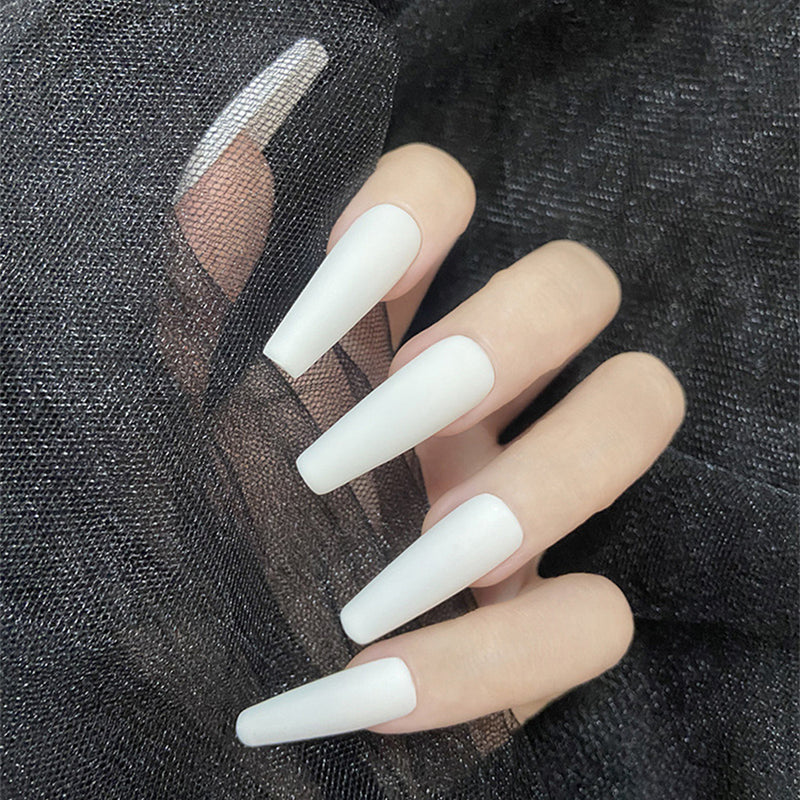 TD22 24pc*10row Clear No-Engraved Nail False Tips Semi Frosted Full Cover Finger Patches 0-11