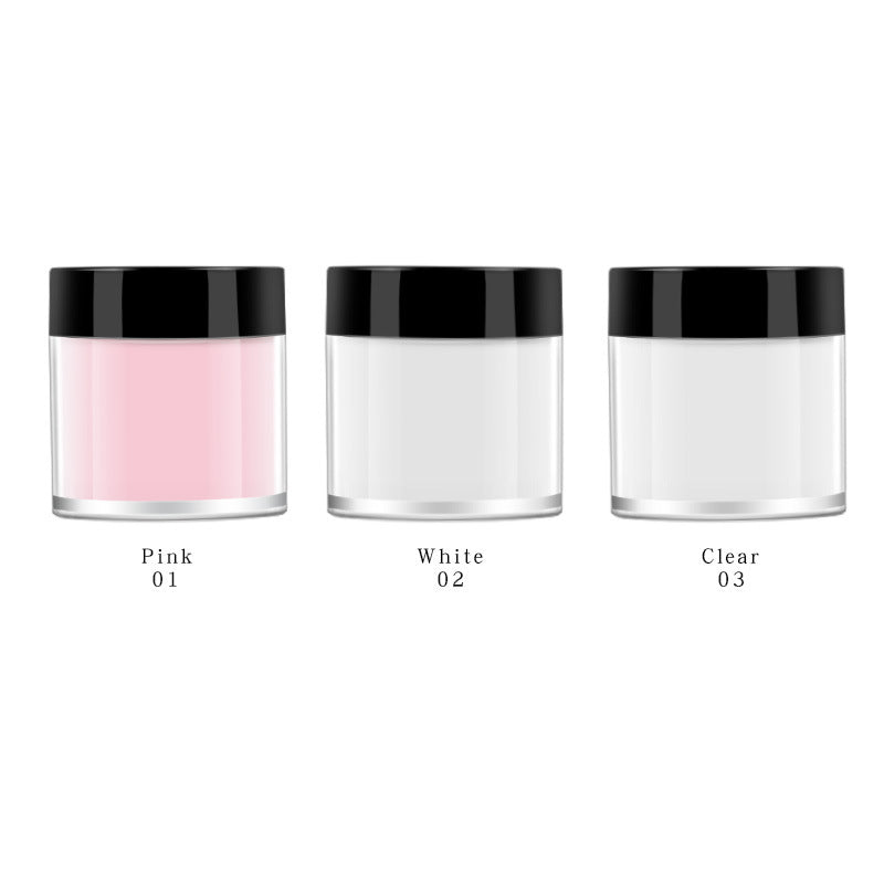 FOZ082-S1-1,FOZ082-S1-2,FOZ082-S1-3, 3pcs/set Nail Art Acrylic Powder Pigment White;Clear;Pink Powder Ultra-thin Dust Nail UV-Lamp Cure Carving Decor Crystals Powder