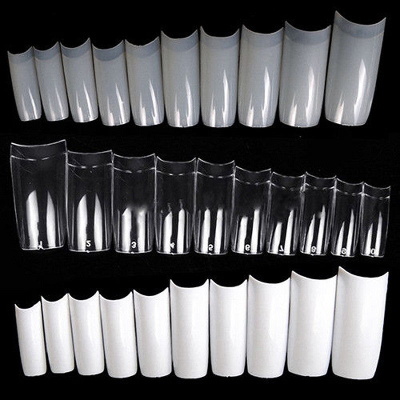 TD29 500 pcs/bag Nails French False tip 0-9 Acrylic UV Gel Manicure Tip Half Cover Transparent Natural False French Design TD29