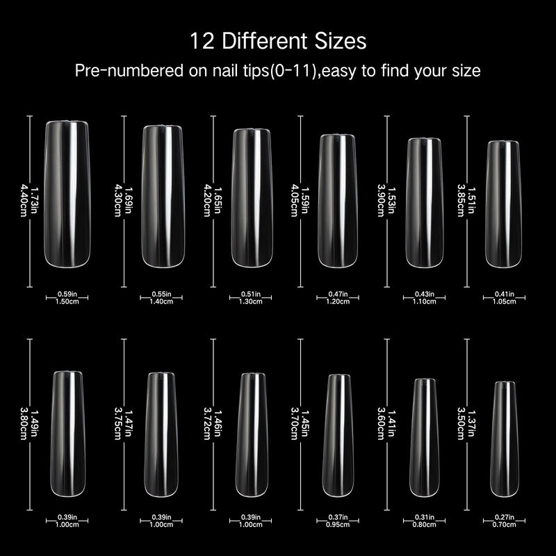 TD92 120pcs/box LongNails Full Cover Tube False Nails Clear White Seamless ABS Fingertips Faux Ongles OPP Press on Nails FAKE ZBE4823