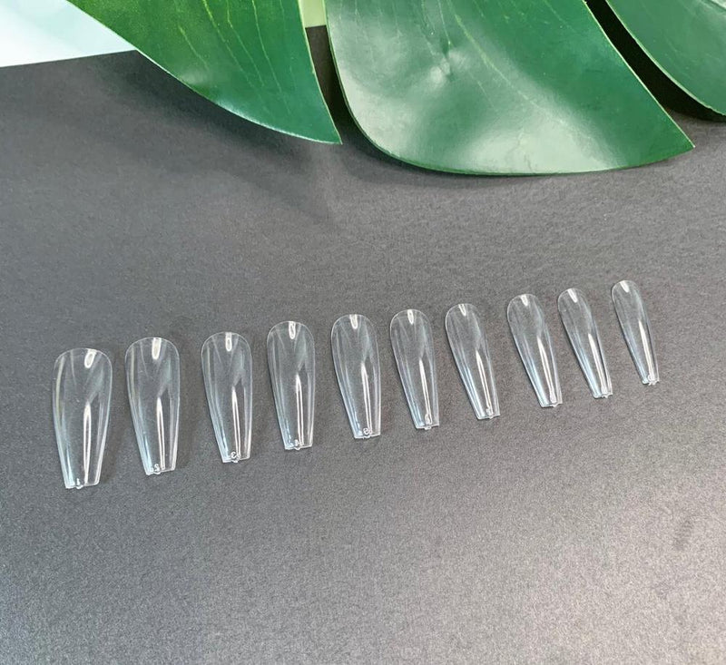 TD07 500pc/box Long Coffin Set Ballerina Natural/clear Press on Nails T Curve Full Cover Fake Nails Tips Coffin HJS13DS