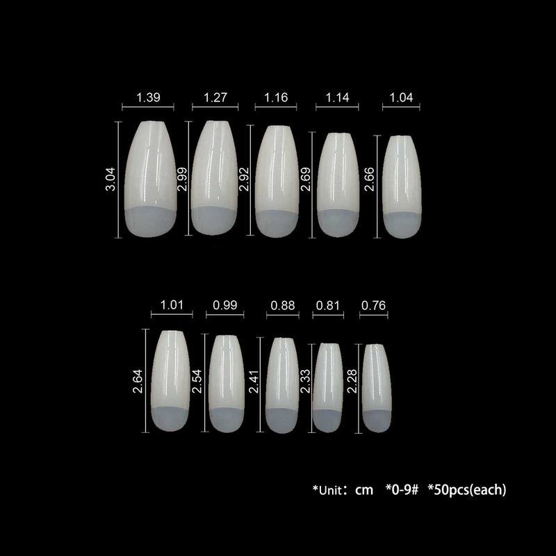 TD90 10*50pcs Ballerina Half Fake Tips Ballet T Clear Nail Extension Fingertips Nature Oval Half False Nails Press on Fake Nails HD89