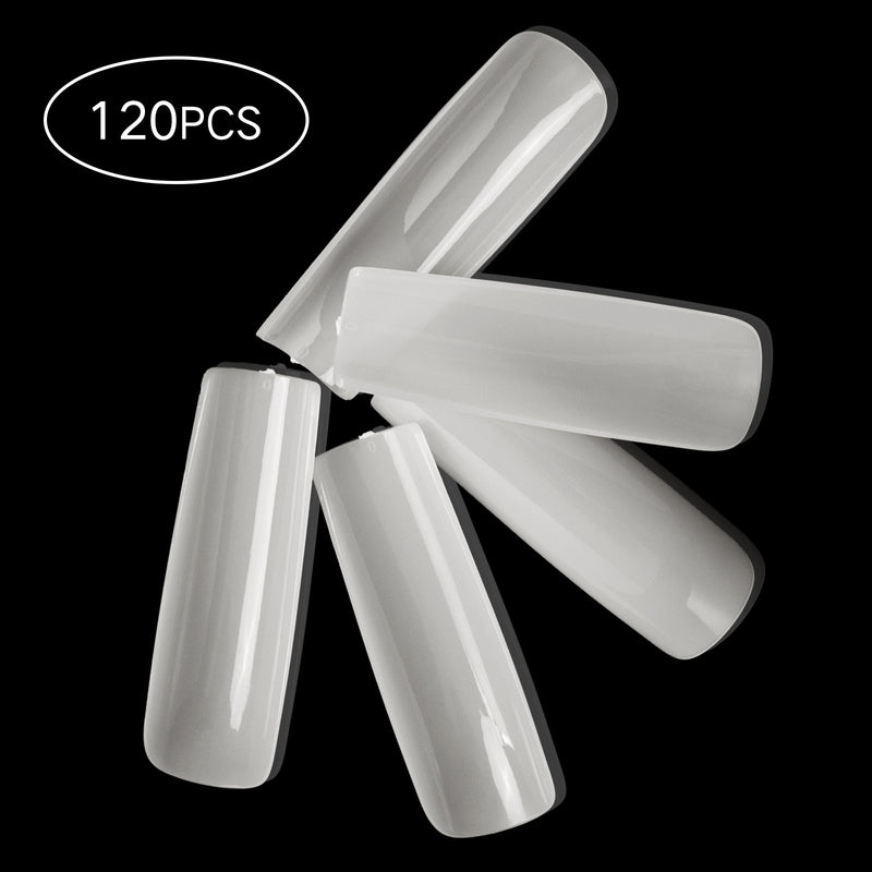 TD92 120pcs/box LongNails Full Cover Tube False Nails Clear White Seamless ABS Fingertips Faux Ongles OPP Press on Nails FAKE ZBE4823