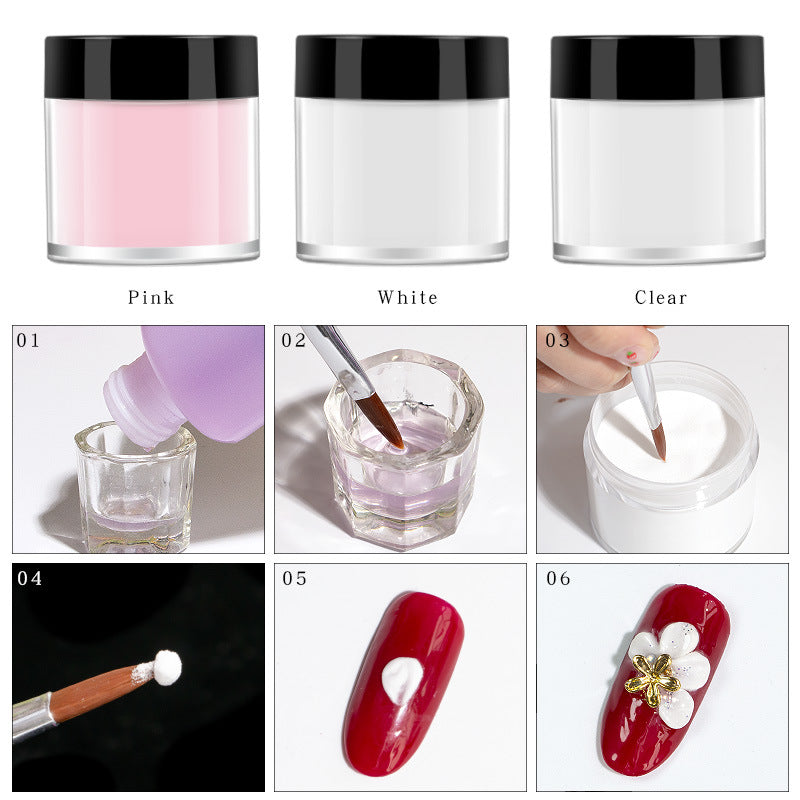 FDB082-S1-1,FDB082-S1-2,FDB082-S1-3 GY015 120/75ML Manicure Acrylic EMA System Powder + Monomer Extension Stick DIY Carving Clear/White/Pink Liquid Nail Acrylic 6.5*7*8cm