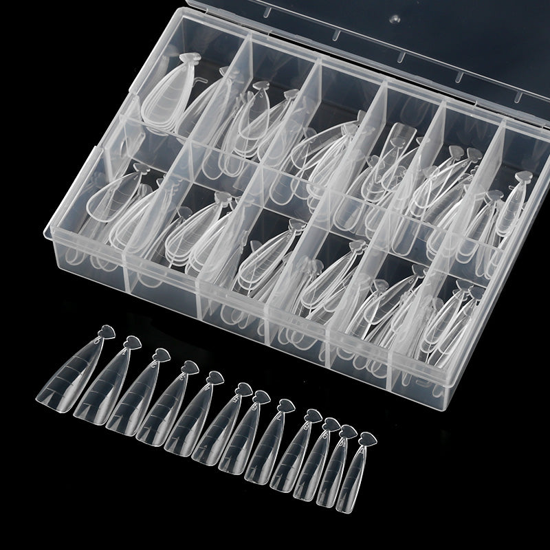 TD71 120pcs Quick Poly Building Nail Mold Tips False Extension Form Stiletto,Tube,Waterop,Coffin Mark UV Gel Nail Tips Tools 2.9-4.5c