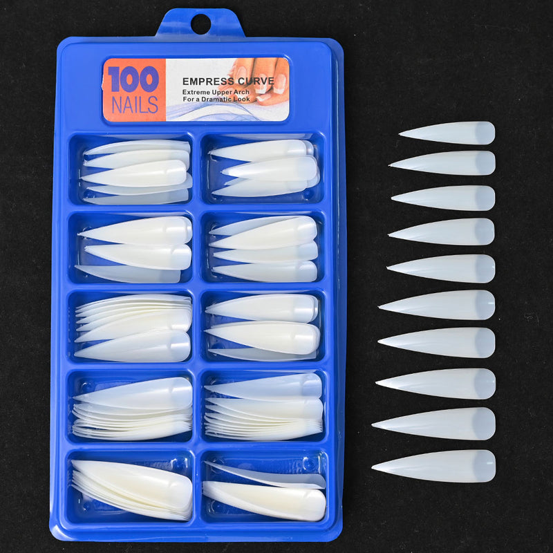 TD03 100pcs Nature Finger Extension Tips Stiletto Clear ABS False Nailtips White,Clear,Natural Half Cover Manicure Press Tips 2654cd