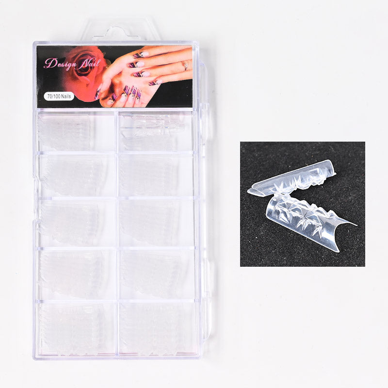 TD06  10*6 Pcs Glaze French False Nail Patches Clear Concave & Convex Lattice Fake Finger Tip Half Tube Extend Acrylic False Tips TS57