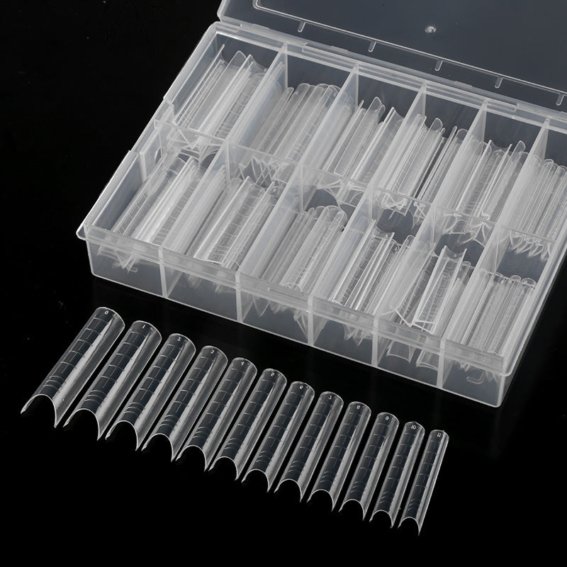 TD71 120pcs Quick Poly Building Nail Mold Tips False Extension Form Stiletto,Tube,Waterop,Coffin Mark UV Gel Nail Tips Tools 2.9-4.5c