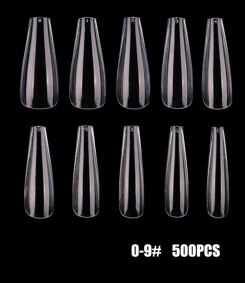 TD04 500pcs Easy LongNails Full Nail Tips Ballerina Waterdrop Cover False Press on Nail Fingertips ABS Extension Art Fake Tips 0-93.0