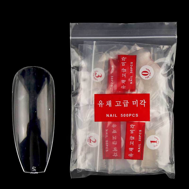 TD79 500pcs Full Ballerina False Tips Clear Press ON Nail Ballet Fingertips Extension Full Natural ABS Fake False Nail Tips 0-9