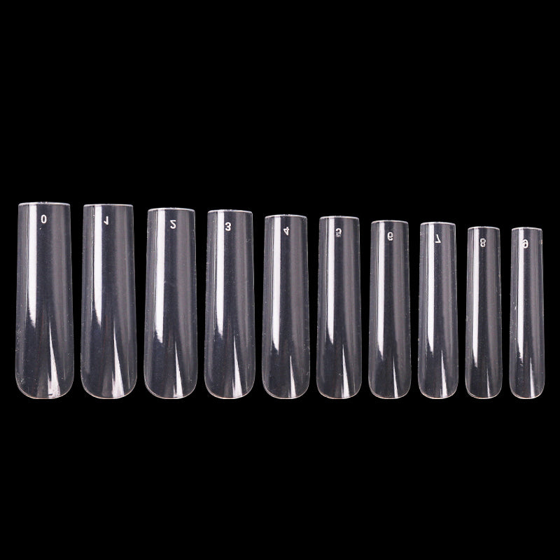 TD10 300pcs XXXL Stright Tube False Tips Full Cover ABS Clear Nature 3XL Long Square Extension Artificial Acrylic False Nail Tips 0-9