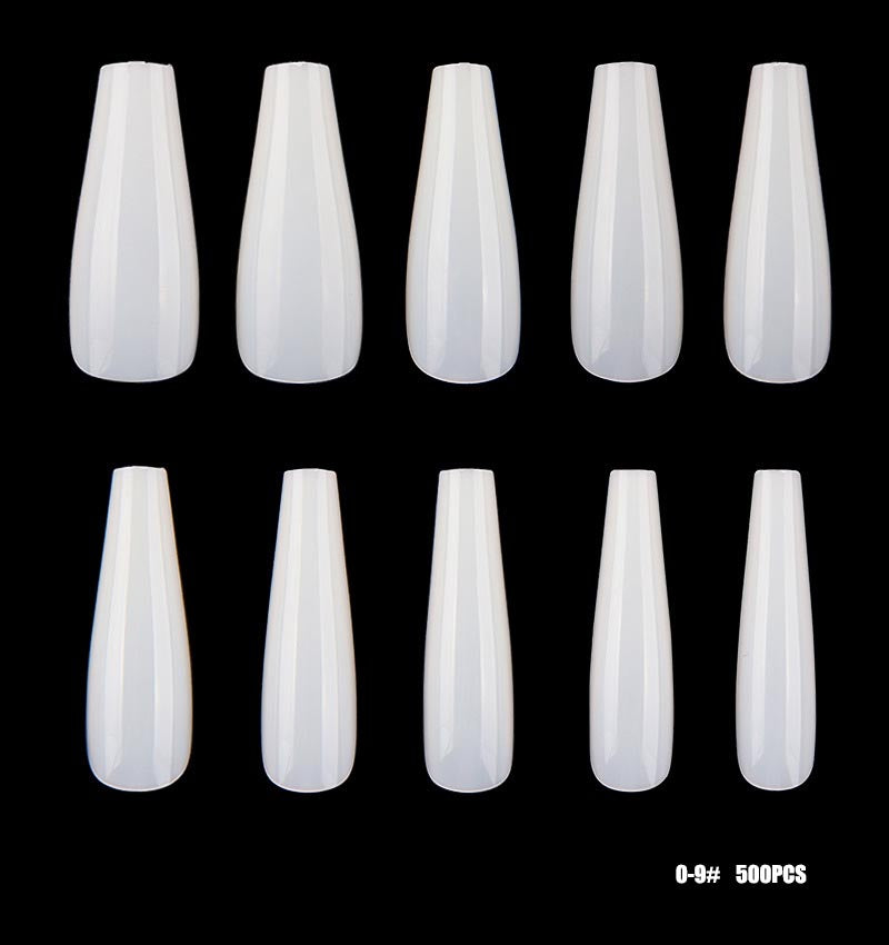 TD04 500pcs Easy LongNails Full Nail Tips Ballerina Waterdrop Cover False Press on Nail Fingertips ABS Extension Art Fake Tips 0-93.0