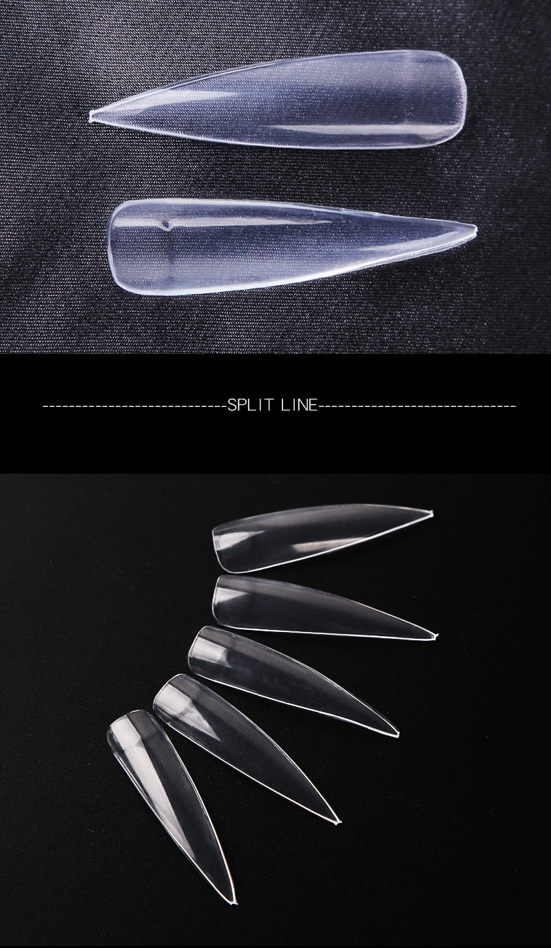 TD83  500pc Stiletto C-Curve False Nails 4.3-5.5cm Coffin ABS Korean Salon Nature/Clear Artificial Ballerina Half Nail Fake Tips TD83