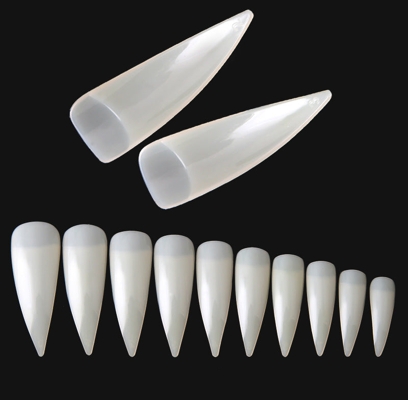 TD45 600pcs/bag Pointy Stiletto Nail False Tip Clear/Natural 3.7cm Long 10 Size (