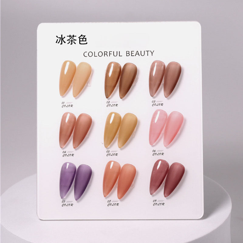 NGPF005 Ice Transparent Color Nail Polish Glue Set, Glitter Cat Eye Phototherapy Glue