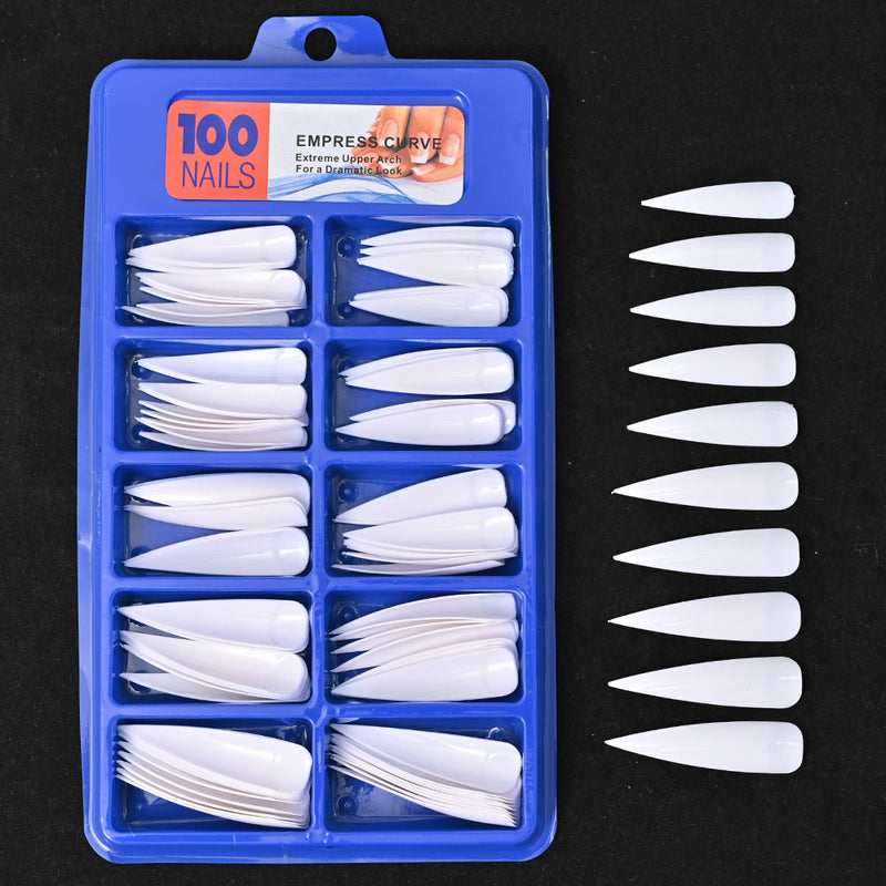 TD03 100pcs Nature Finger Extension Tips Stiletto Clear ABS False Nailtips White,Clear,Natural Half Cover Manicure Press Tips 2654cd