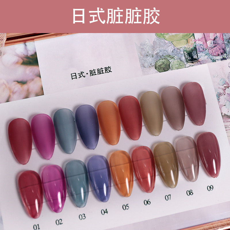 NGPF012 Ice Penetration Jade Nail Glue Japanese Dirty Color Nail Polish Glue Set