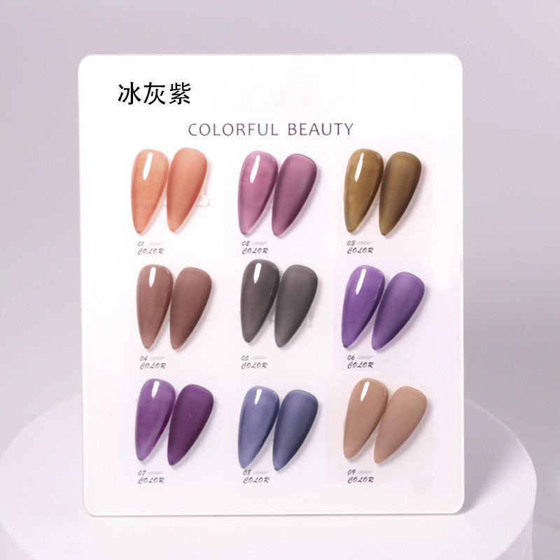 NGPF005 Ice Transparent Color Nail Polish Glue Set, Glitter Cat Eye Phototherapy Glue