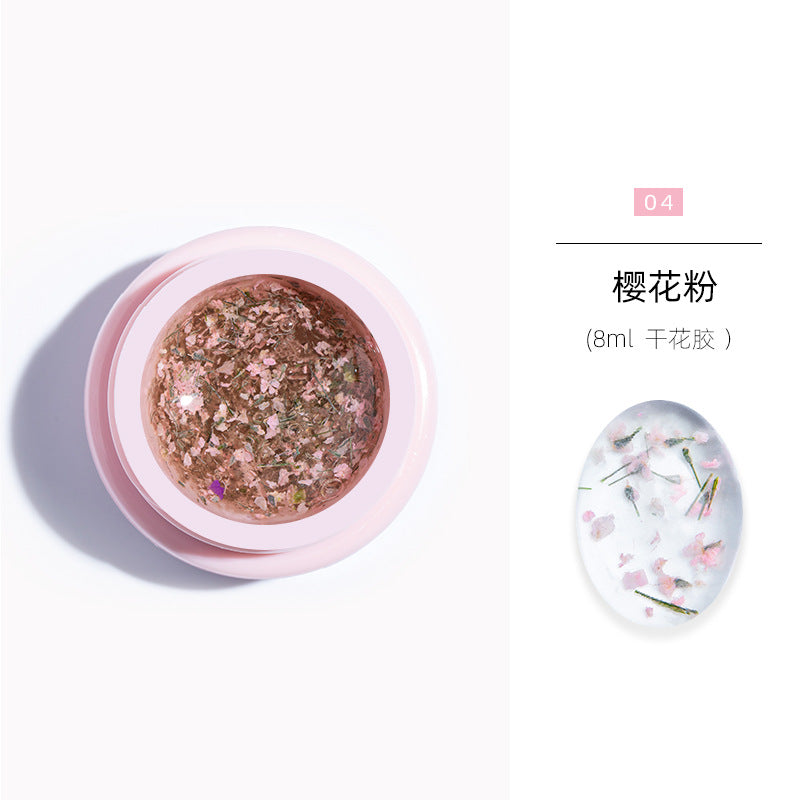 NGMB042 clear crystal, natural plant petals, dried flower nail polish