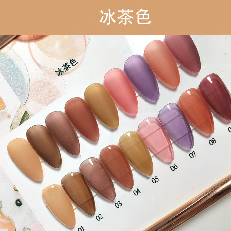 NGPF012 Ice Penetration Jade Nail Glue Japanese Dirty Color Nail Polish Glue Set