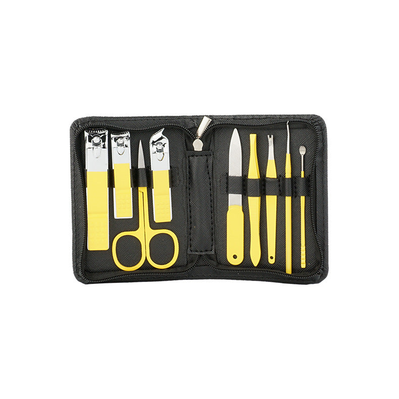 YAC003 manufacturer cross-border zipper bag stainless steel nail scissors 18-piece decoration foot knife nail ditch safety ear spoon set box