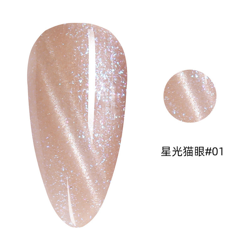 NGPF019 net red galaxy starry sky, pink crystal cat eye nail polish, flowing golden phototherapy gel set